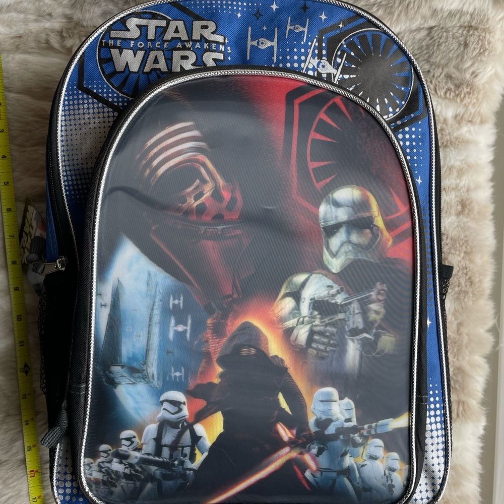NWT STAR WARS 3D Backpack cushioned adjustable straps, outside zippered pocket